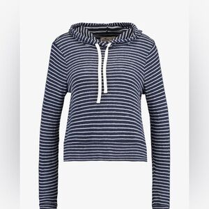 Hollister Striped Cropped Hoodie Navy White Lightweight Size Small